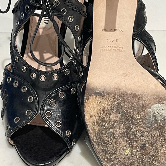 Miu Miu Black Lace Up Heels - Picture 5 of 6